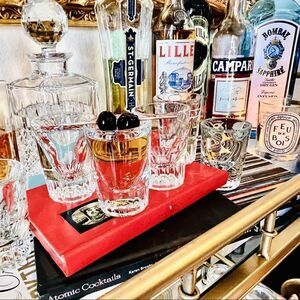 ♥️ 6 vintage mid century thick heavyweight shot glasses,  PRICE FIRM.